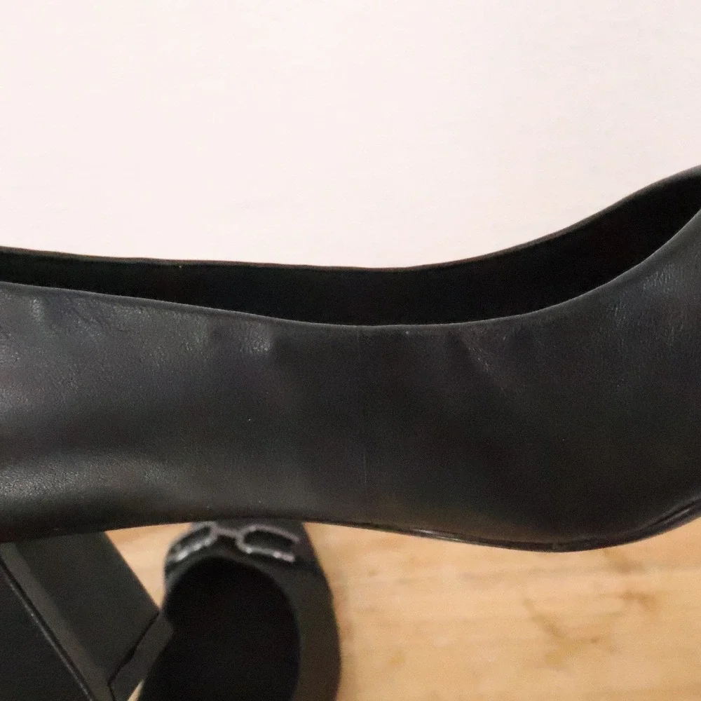 Easy Spirit Secarlla Block Heel Pumps Leather Comfort Career Black Size 10W Wide